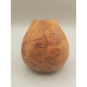 Fire Gourd Vessel Container Vein Pattern Made in Argentina South American